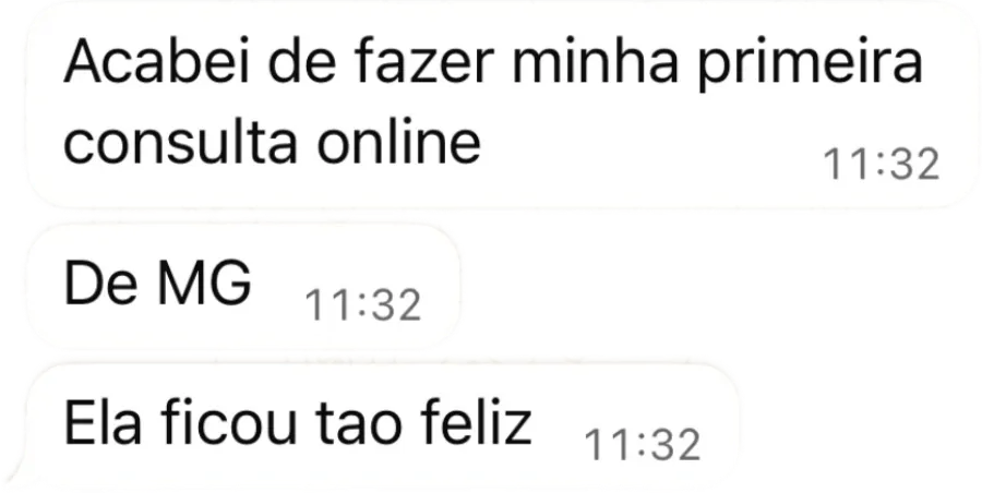 Feedback sobre primeira consulta online