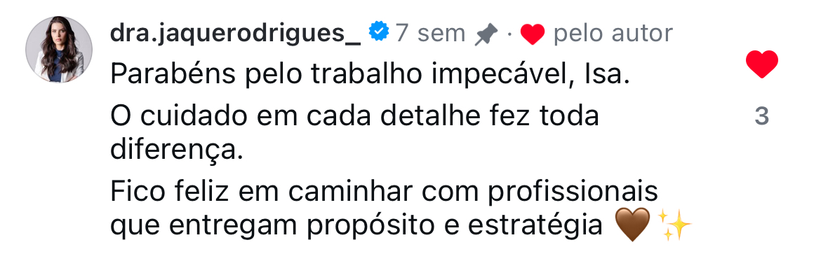 Feedback da Dra. Jaque Rodrigues